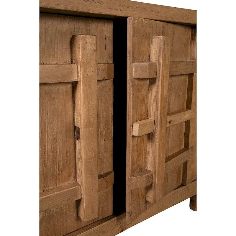 Buffet à 4 portes en bois d'orme recyclé avec système de fermeture unique