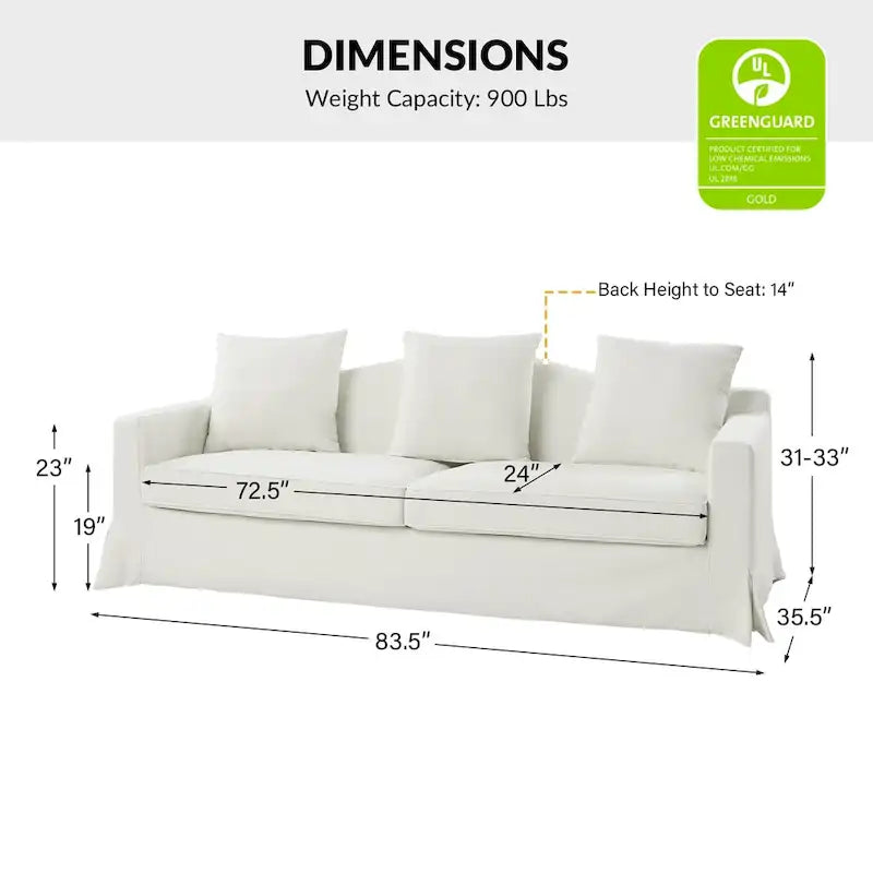 Canapé de transition de 212 cm avec dossier incurvé
