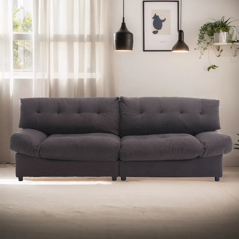 96 Inch Cloud Style Loveseat Sofa Modern Velvet Fabric