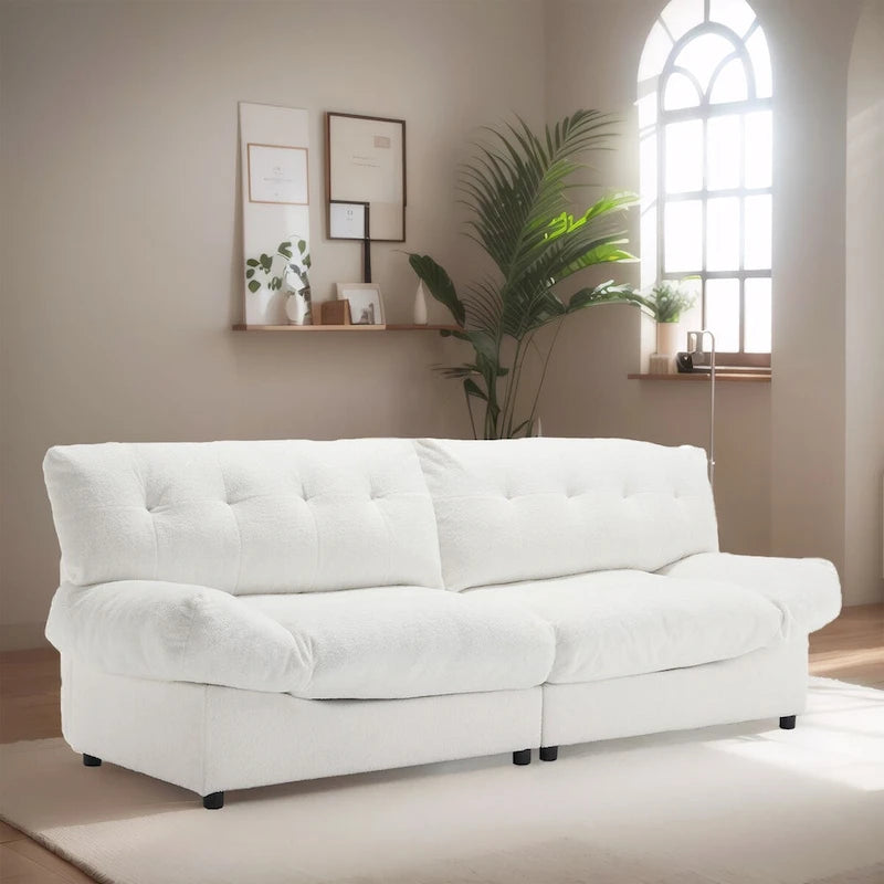96 Inch Cloud Style Loveseat Sofa Modern Velvet Fabric